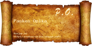Paskes Opika névjegykártya